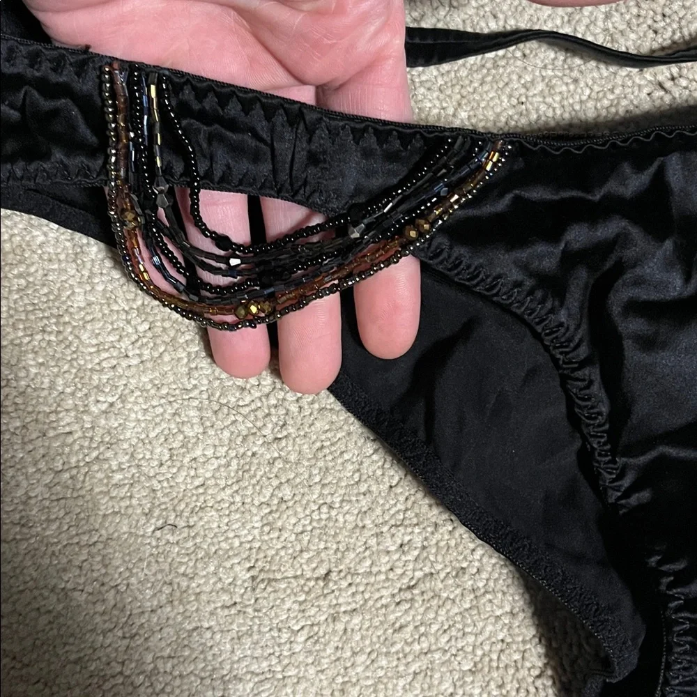 Agent provocateur Lidija Black Beaded bra and brief Set - 34D quarter cup, 3/med